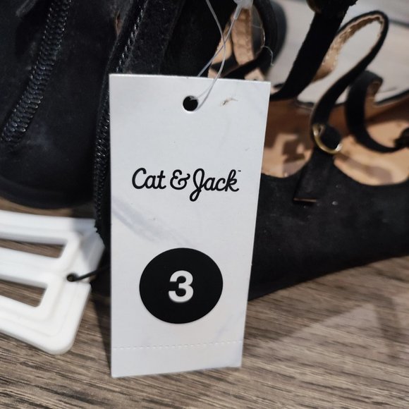 Cat & Jack ballerina shoes black suede with zip up back girls' size 3 NWT - Picture 7 of 12